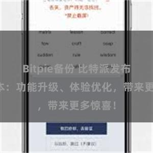 Bitpie备份 比特派发布全新版本：功能升级、体验优化，带来更多惊喜！