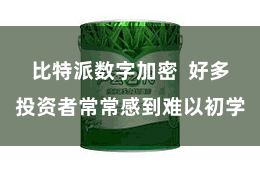 比特派数字加密  好多投资者常常感到难以初学